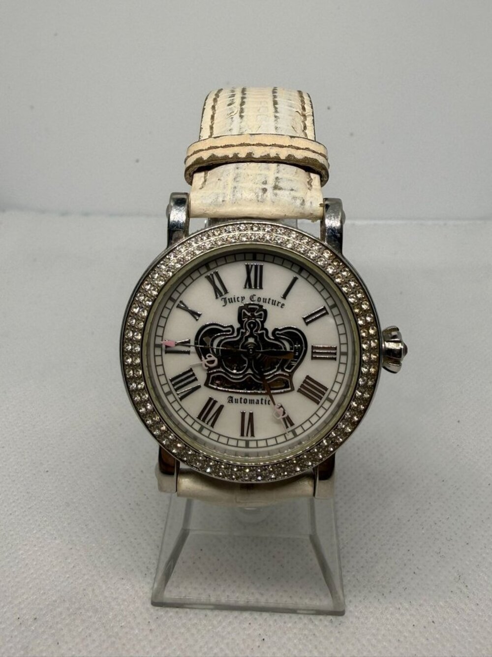 Juicy Couture JC.03.3.13.0182 Women's Crystal Bezel White Croc Automatic Watch